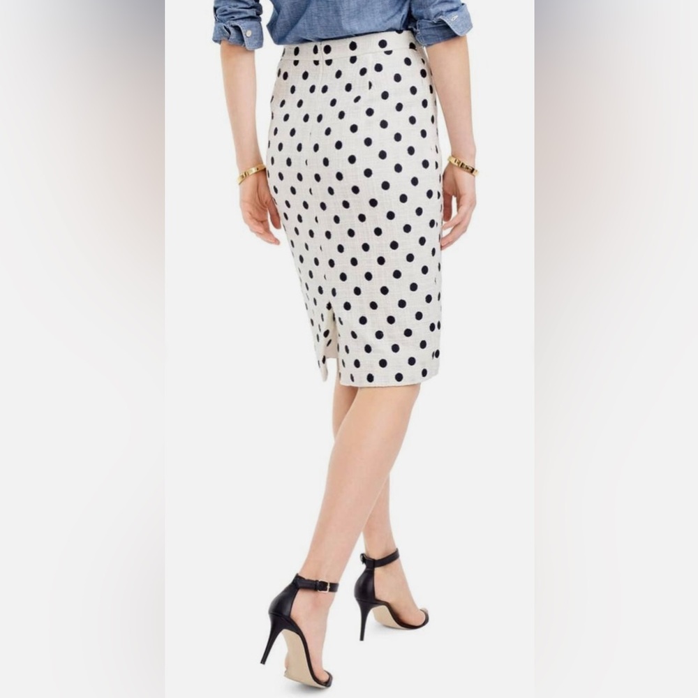 J. Crew Pencil Skirt in Navy Polka Dot Textured Tweed - Picture 2 of 4